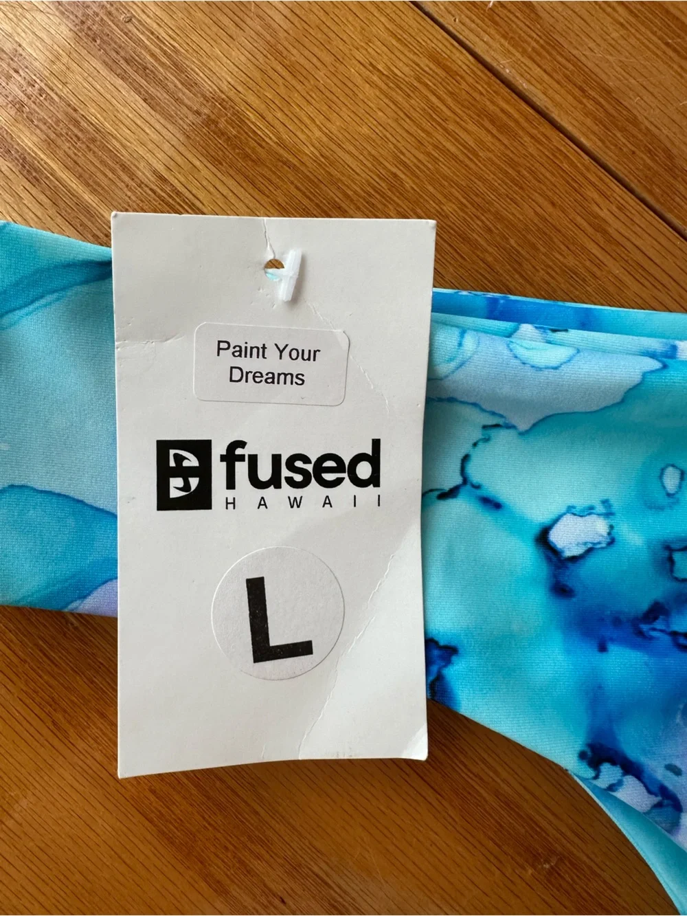Fused Blue Marble Print Tie-Side Bikini Bottom - Turquoise/Pink